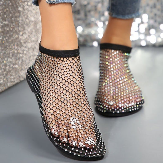 Sparkle and Shine: Rhinestone Flat Sandals