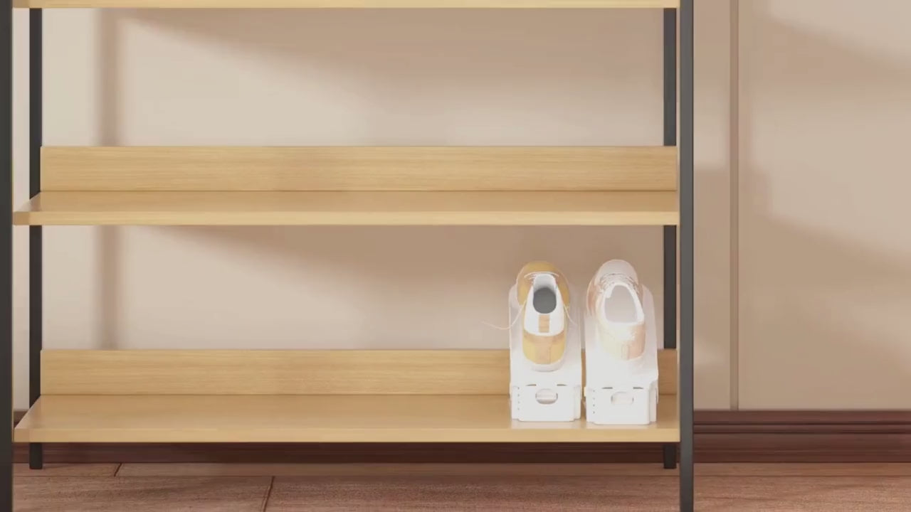 Load video: Wish you had more room for your growing shoe collection? Our Double Layer Shoe Rack doubles your storage instantly. It’s not just about space—it’s about making your closet look fabulous, too! With easy assembly and a secure grip for each pair, this rack is a must-have for any shoe lover.